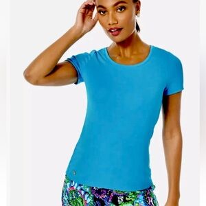 Lilly Pulitzer new Halee Top NWT medium turquoise shore t shirt M